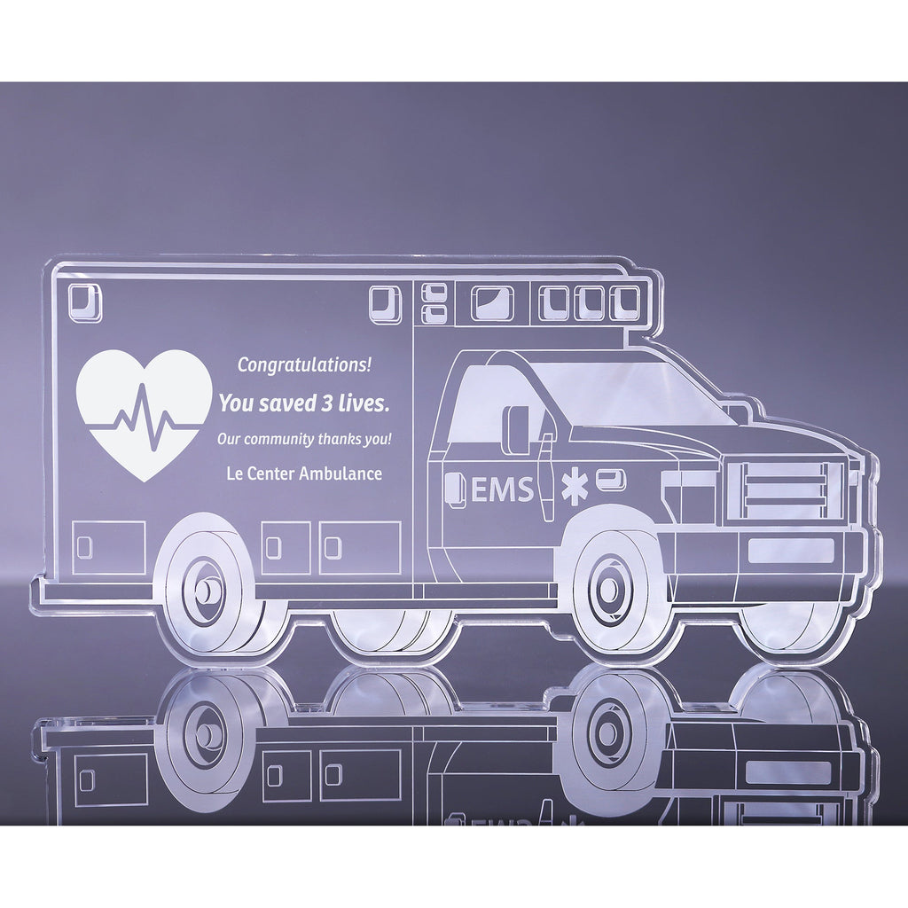 1 inch Thick Ambulance Acrylic Award - 13 inch [A1AMB13-Q]