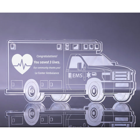 1 inch Thick Ambulance Acrylic Award - 13 inch [A1AMB13-Q]