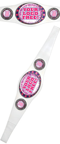 40 inch Custom Champion Award Belt- White & Bright Silver [CXAB-11-WHT]