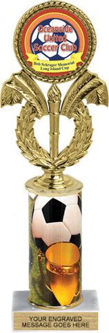 Wreath & Torch Custom Insert Trophy w/ Column - 10 inch [TXi10-C50]