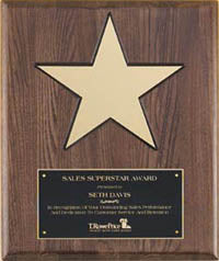 Walnut Stained Plaque with Gold Aluminum Star [TD4135]