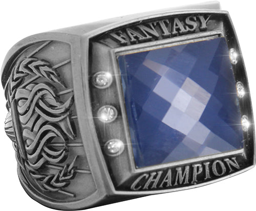 Fantasy Championship Ring with Blue Center Stone- Silver [RGSJ-S-FANCH-BLU]