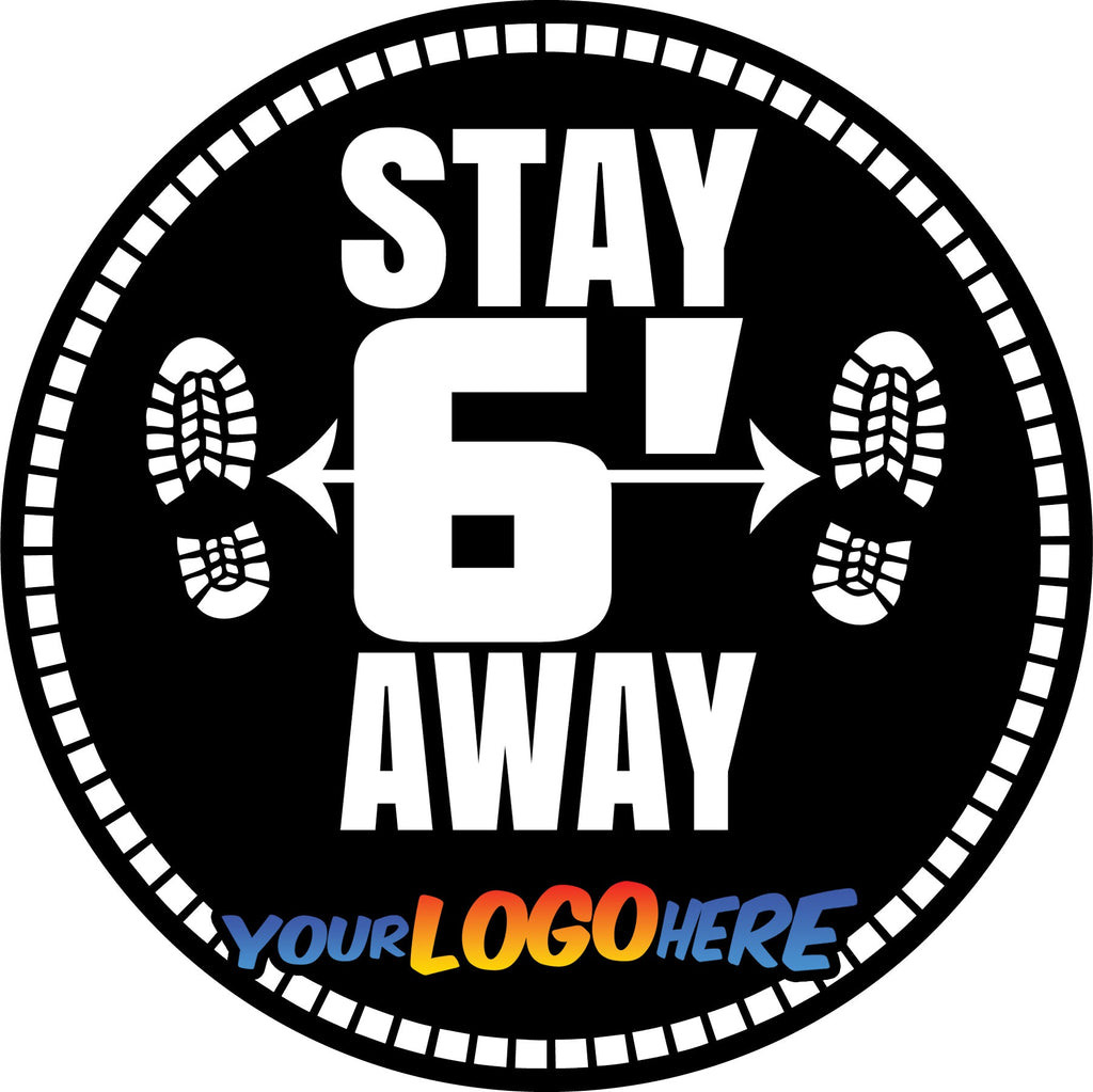 6 ft Apart Please Floor Decal with Your Logo - 23 inch [FXD23-S6A]