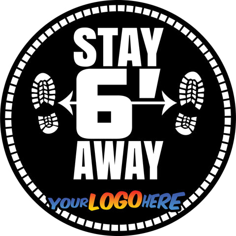 6 ft Apart Please Floor Decal with Your Logo - 23 inch [FXD23-S6A]