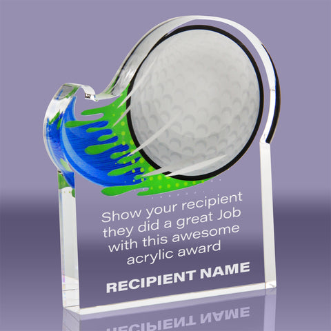 1 inch thick Golf Splatters Acrylic Award - 5 x 6 inch [A1SPLT-56-GL-Q]