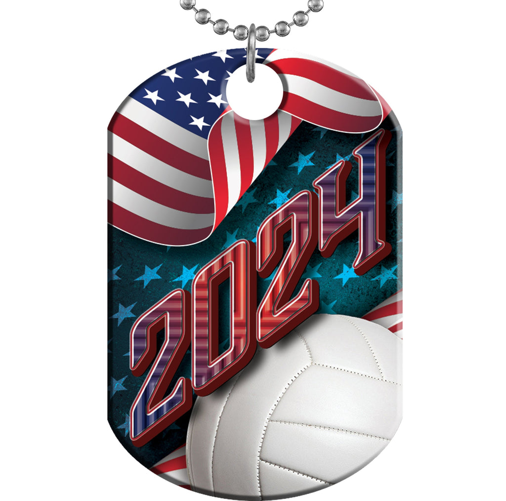 Volleyball 2024 US Flag Monster Dog Tag [DTXL-FLG-VB-24]