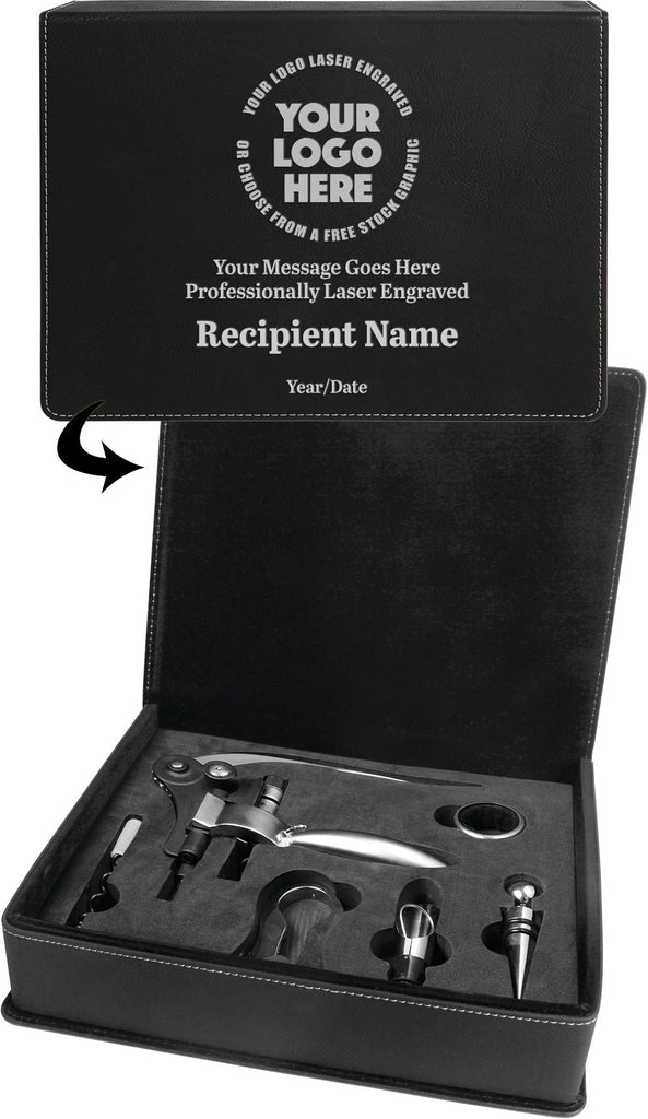 5 Piece Leatherette Wine Tool Set- Black [WTS79J]