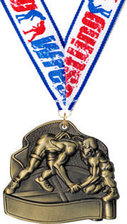 Wrestling Sculpted 3D Medal [M25G-WS]