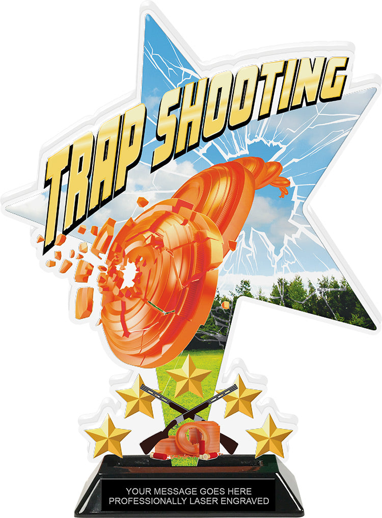 Trap Shooting Shattered Star Colorix Acrylic Trophy- 10 inch [TACR10-STR-TRAP-Q]