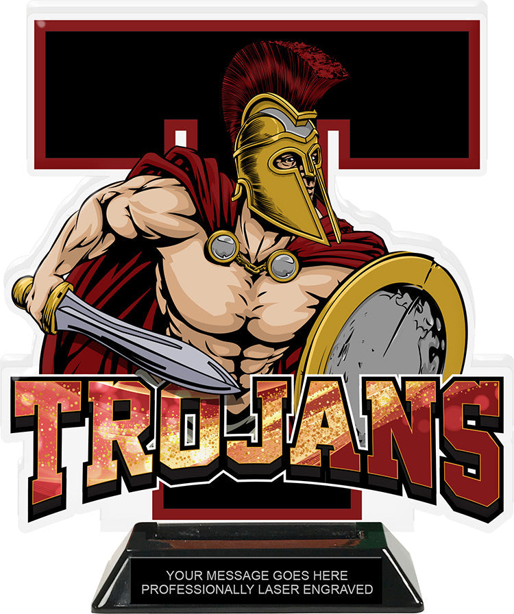 Trojans Mascot Colorix-T Acrylic Trophy- 8.25 inch [TACR8-MSCT-TJN-Q]