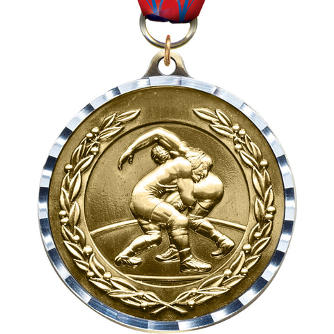 Wrestling Diecast Medal with Diamond Cut Border [MM2DC-WS]