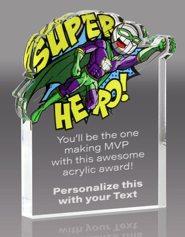 Volleyball Superhero Acrylic Award- Male 4x5 inch [ASH-VB-M-45-Q]