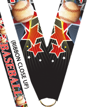 7/8 x 30 in. Baseball Triple Star Sateen Neck Ribbon [NKRB-2001]