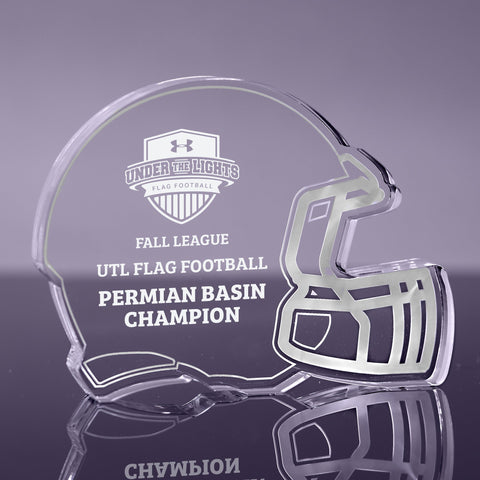 1 inch Thick Football Helmet Acrylic Award - 6 inch [AFBH6-Q]