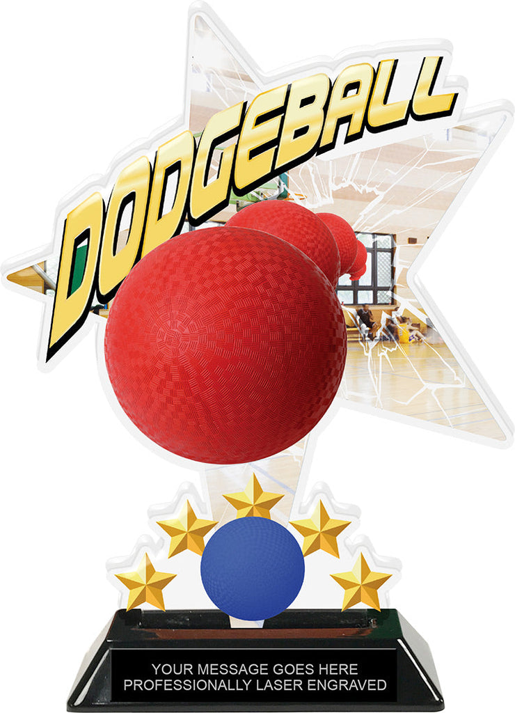 Dodgeball Shattered Star Colorix Acrylic Trophy- 8.5 inch [TACR85-STR-DGBL-Q]