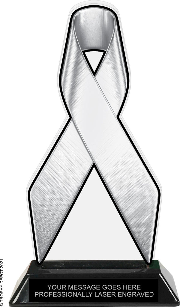 White Ribbon Colorix-T Acrylic Trophy - 8 inch [TACR8-RBN-WHT-Q]