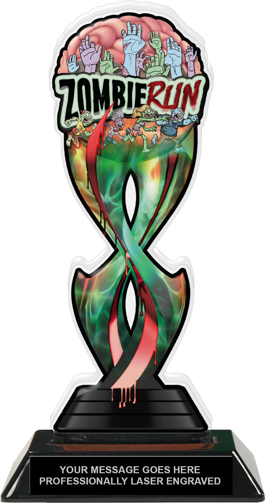 Zombie Run Tribal Flames Acrylic Trophy - 10 inch [TACR10-TF-ZMBRN-Q]