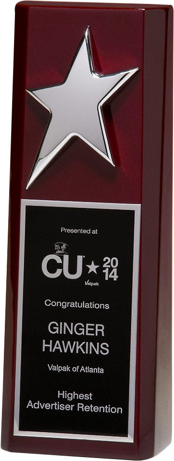 High Gloss Rosewood Stained Trophy with Silver Star [T15T97-9]