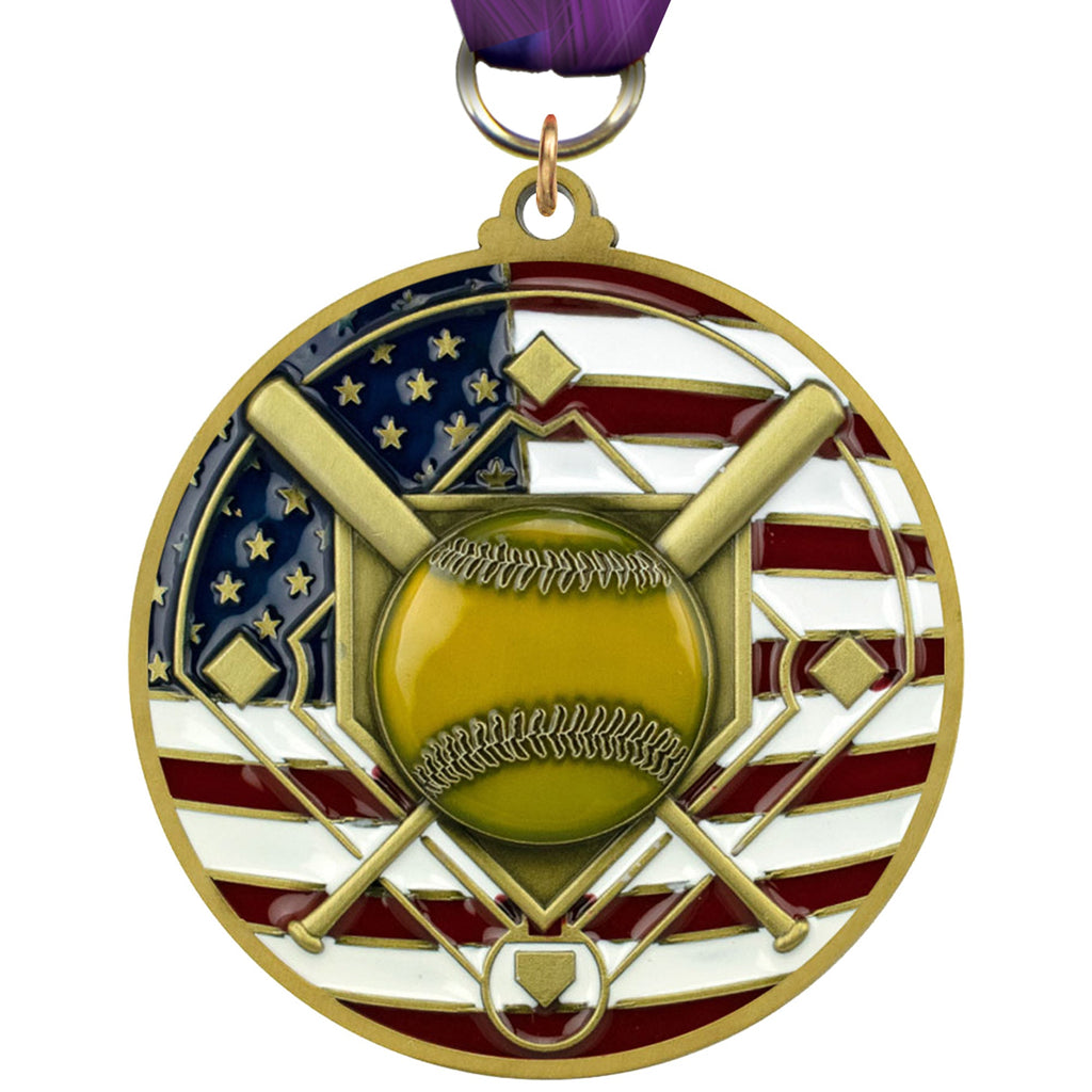 Softball Patriotic Medal [MSUS2-SB]