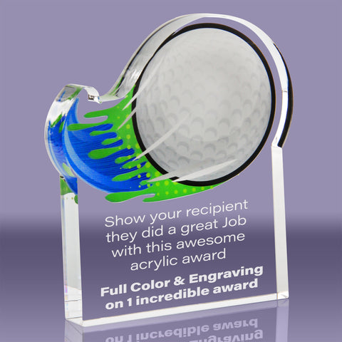 1 inch thick Golf Splatters Acrylic Award - 6 x 7 inch [A1SPLT-67-GL-Q]