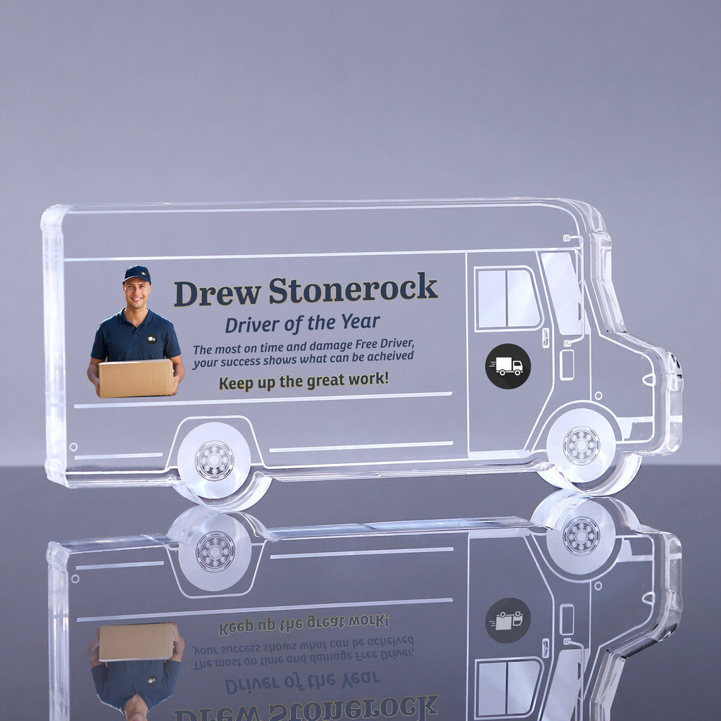 1 inch Thick Delivery Truck Acrylic Award - 6 inch Color [A1DTU6-FC-Q]