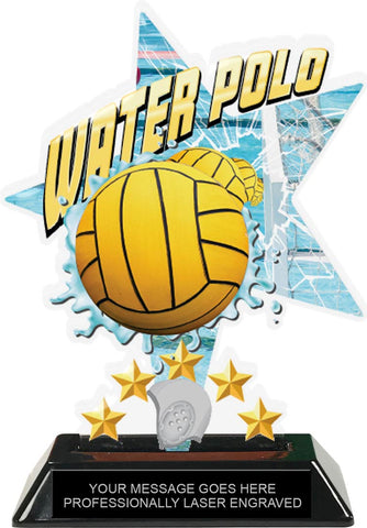 Water Polo Shattered Star Colorix Acrylic Trophy- 7 inch [TACR7-STR-WTRPLO-Q]