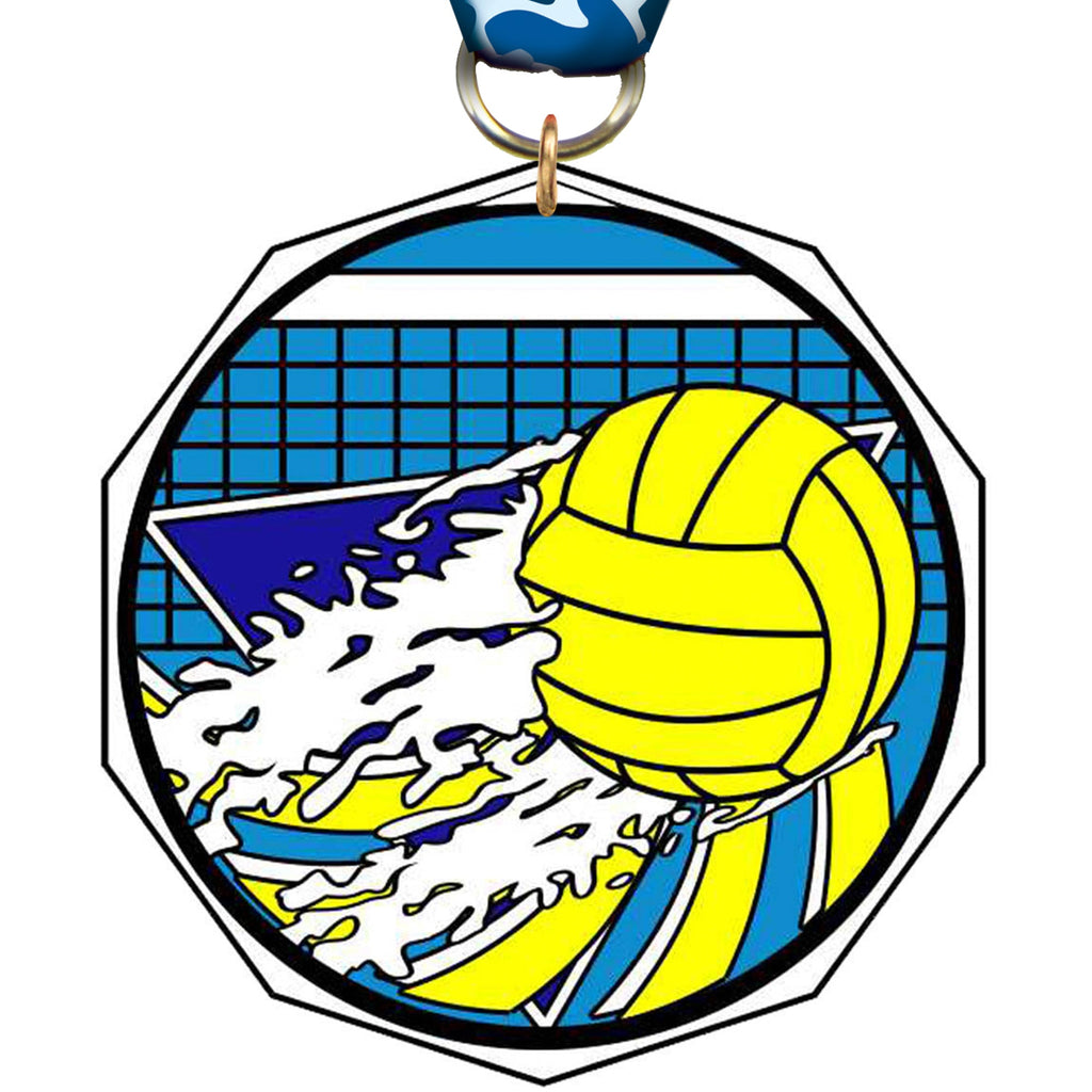 Water Polo Decagon Painted Medal [MDCM2-WTRPLO]