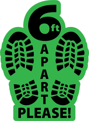 6 ft Apart Please! Floor Decal - 8.75x12 inch [FD12-6AP]