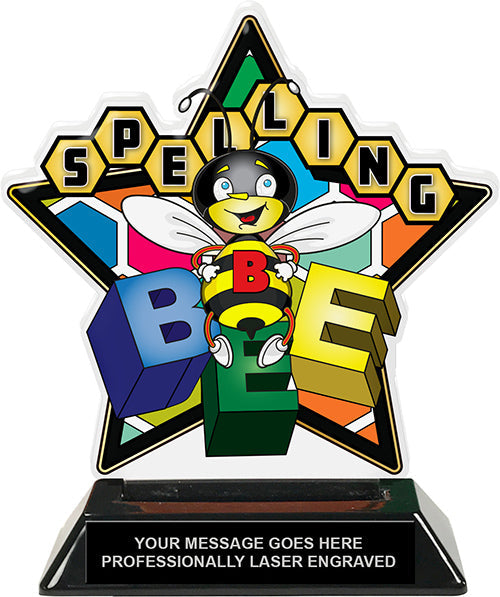 Spelling Bee Colorix-T Acrylic Trophy - 6.25 inch [TACR6-KN-SPB-Q]