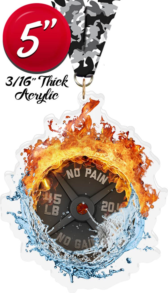 Weight Lifting Fire & Water Colorix-M Acrylic Medal [MACR5-FW-WL-Q]