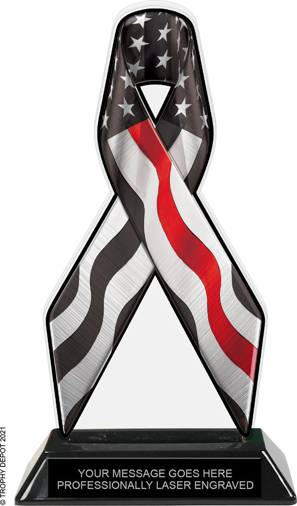 Red Line Ribbon Colorix-T Acrylic Trophy - 8 inch [TACR8-RBN-REDLN-Q]