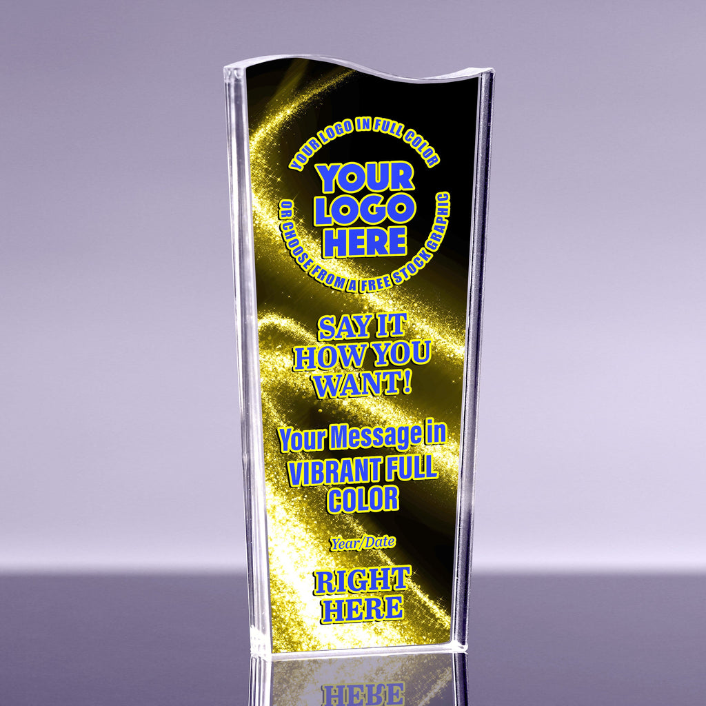 1 inch Thick Acrylic Tidal Wave Award - 9 inch Color [ATTW9-FC-Q]