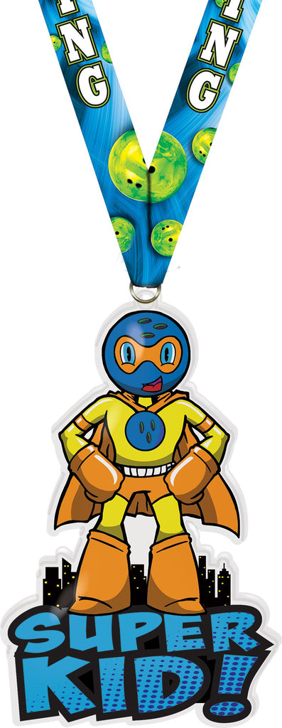 Exclusive Bowling Super Kid Acrylic Medal- 4 inch [MACR4-SHKD-BWM-Q]