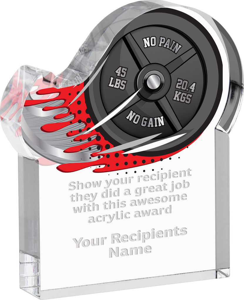 Weight Lifting Splatters Acrylic Award- 5x6 inch [ASLM-56-WL-Q]