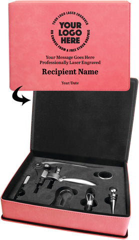 5 Piece Leatherette Wine Tool Set- Pink [WTS78J]