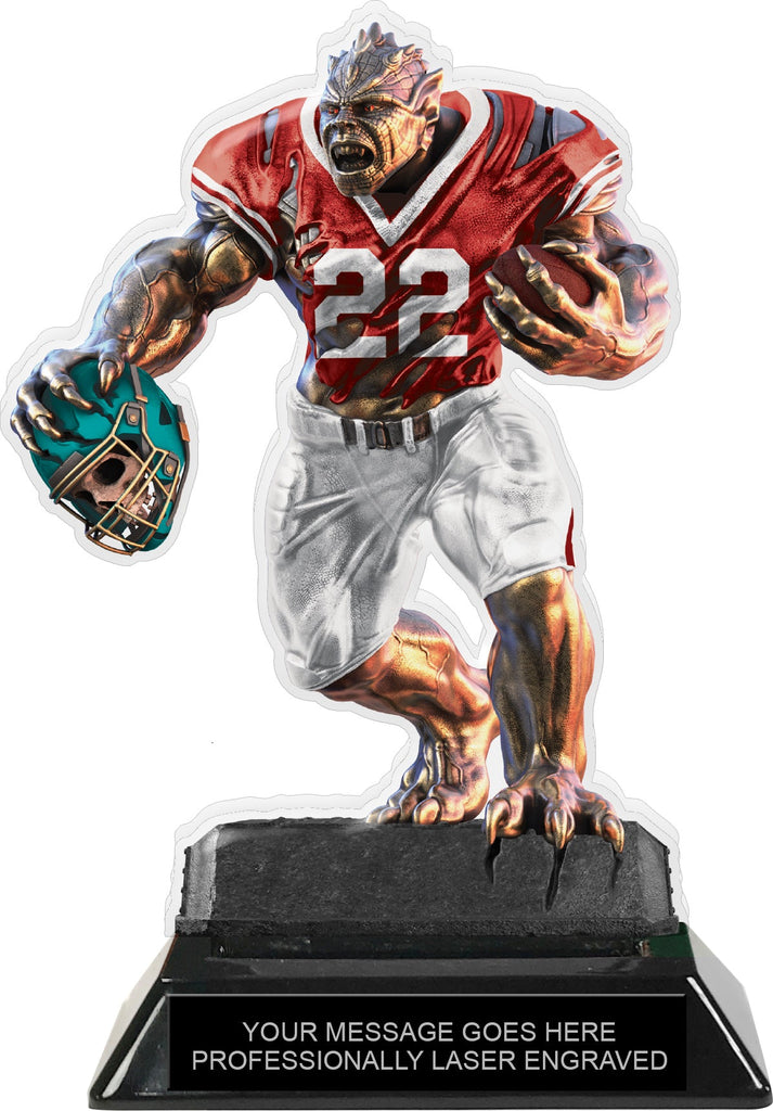 Beast Football Choose Your Number Acrylic Trophy - 7 inch Red [TACR7-BST-FB-RED-Q]