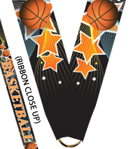7/8 x 30 in. Basketball Triple Star Sateen Neck Ribbon [NKRB-2000]