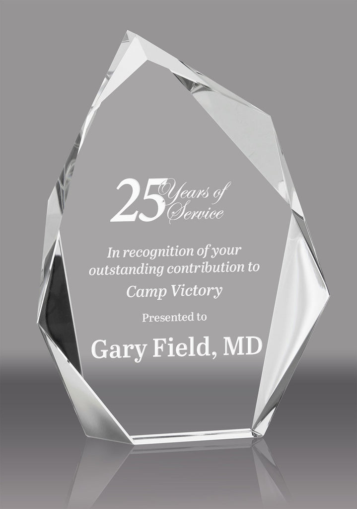 Faceted Crystal Asymia Peak Award - 8 inch [CF38-8-X]