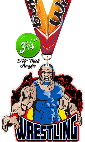 Wrestling Colorix-M Acrylic Medal - 3.75 inch [MACR375-WS-Q]