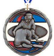 Wrestling Epoxy Color Medal - Silver [MEC2-WS-S]