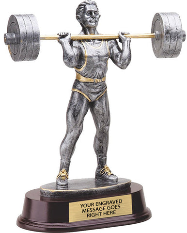 Weightlifter Clean & Jerk Pewter Finish Resin Trophy - Male [SGR431CJ]