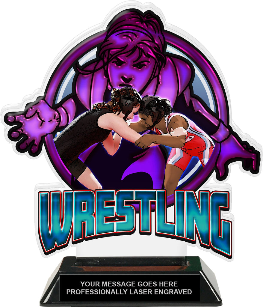 Wrestling Female Colorix-T Acrylic Trophy- 8.25 inch [TACR8-WSF-Q]