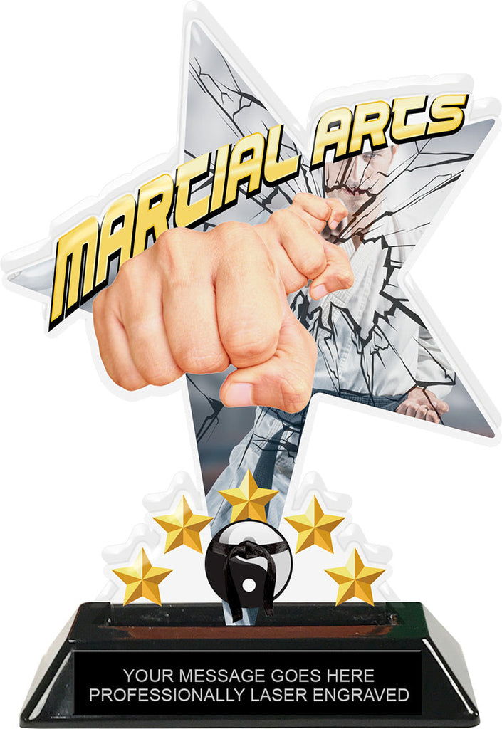 Martial Arts Shattered Star Colorix Acrylic Trophy- 7 inch [TACR7-STR-MA-Q]