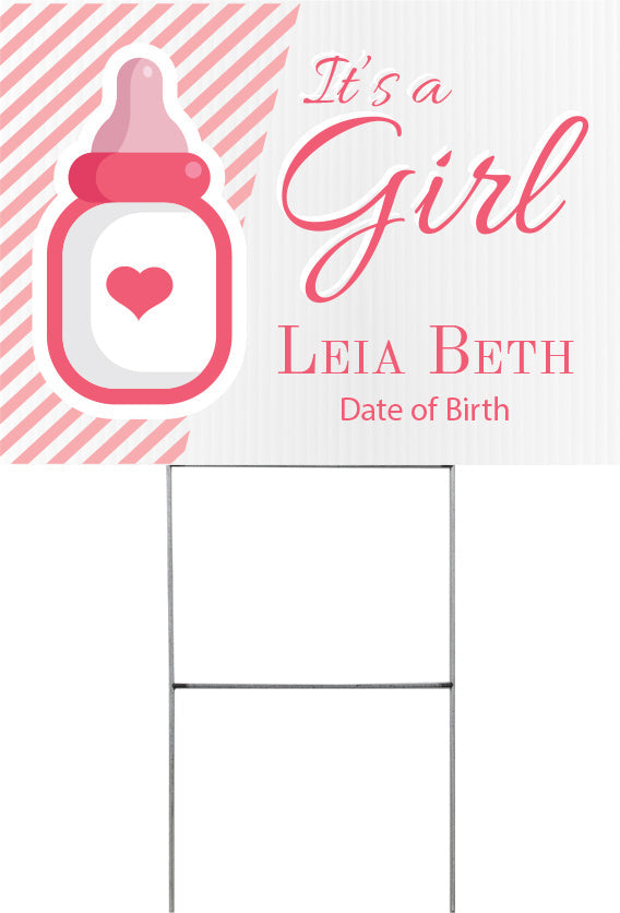 Birth Announcement Girl Yard Sign - 24 x 18 inch [YS2418-BRT-F]
