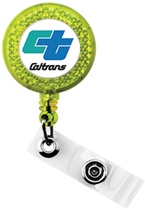 Custom Reflective Badge Reel with Belt Clip- Translucent Yellow [BRS5-YLW]