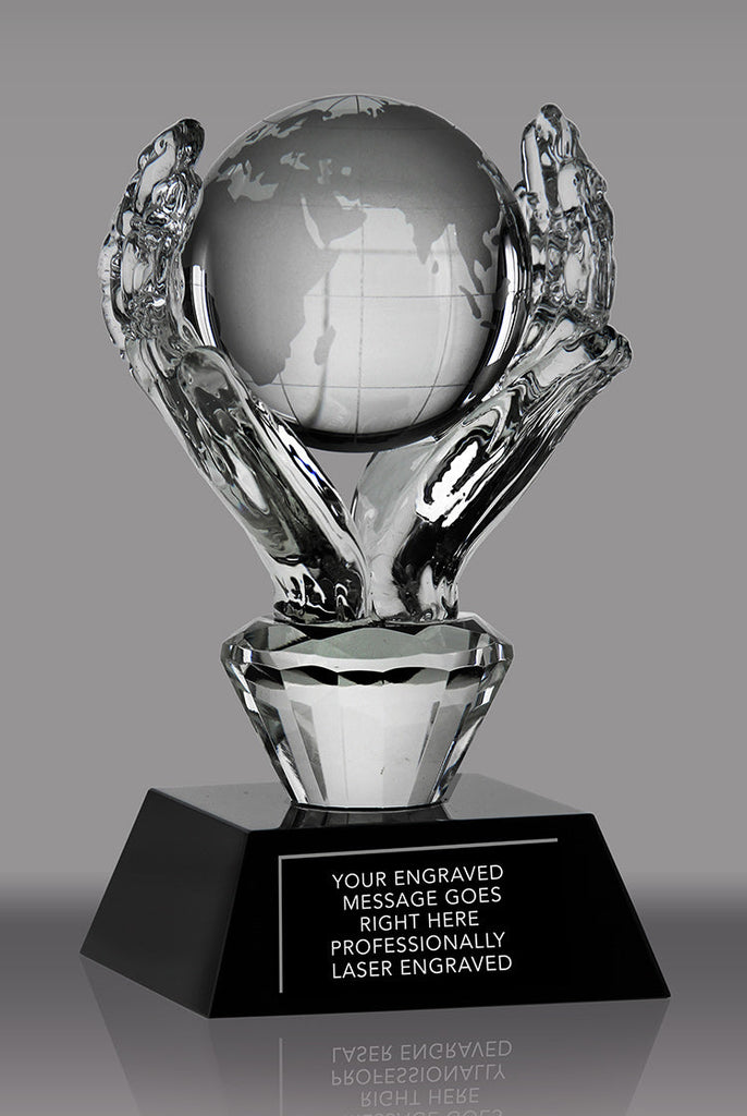 World in Your Hands Crystal Award [CGLBHND6]