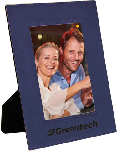 7.75 x 9.75 Blue Leatherette Picture Frame with Black Engraving [PLLF57-657]