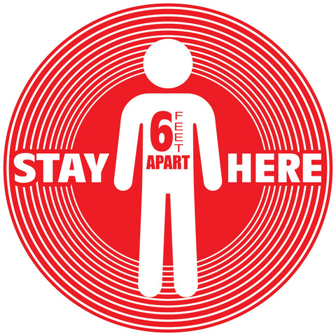 6 ft Apart Here Floor Decal - 17 inch [FD17-S6FAH]
