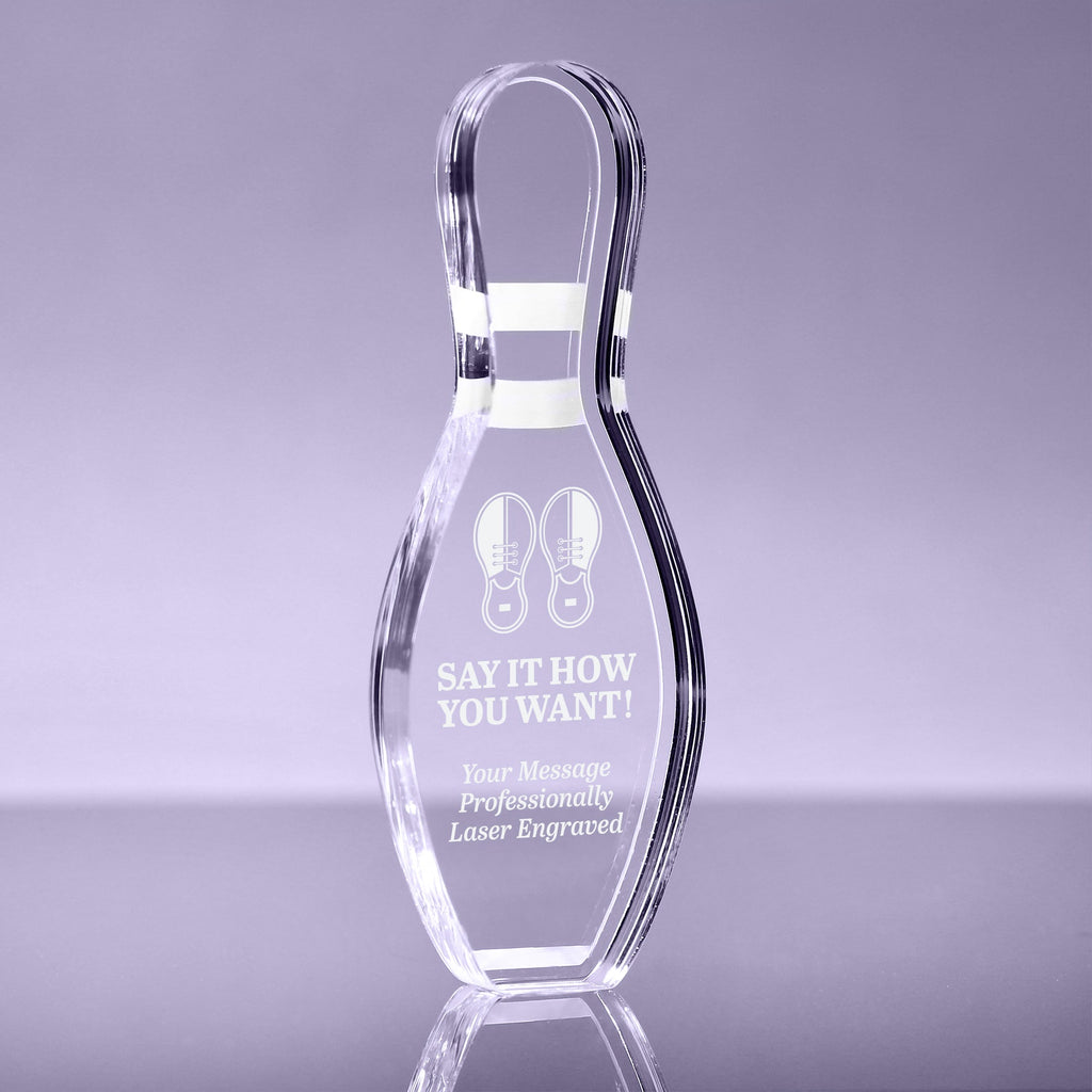 1 inch Thick Bowling Pin Acrylic Award - 8 inch [ATBWL8-Q]