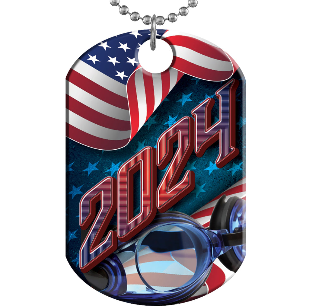 Swimming 2024 US Flag Monster Dog Tag [DTXL-FLG-SW-24]